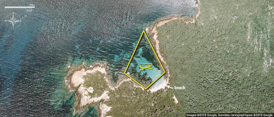 Plage du Sud snorkeling map, Port Cros National Park