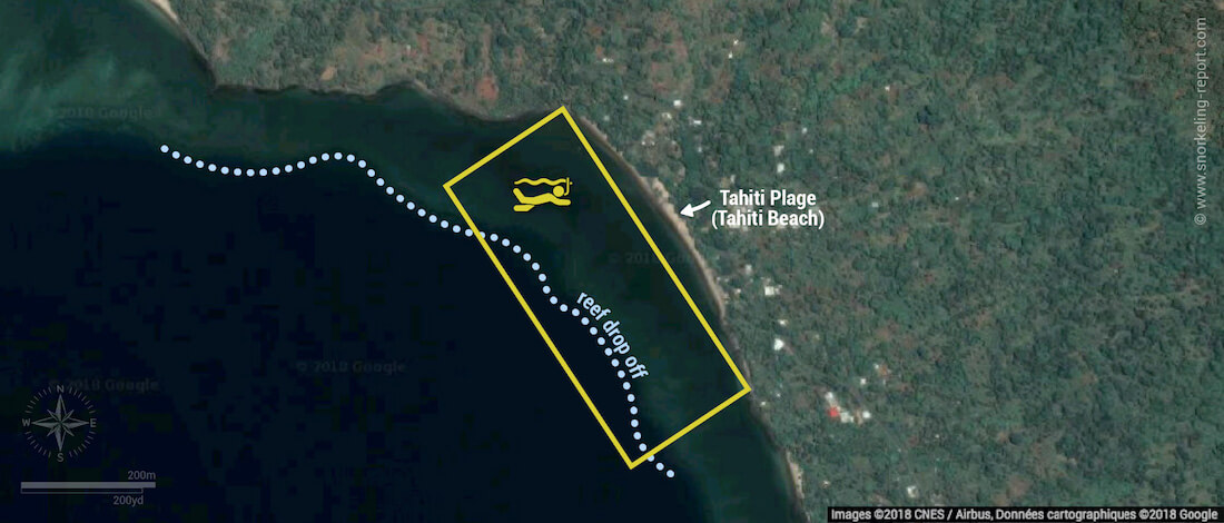 Tahiti Beach snorkeling map, Mayotte