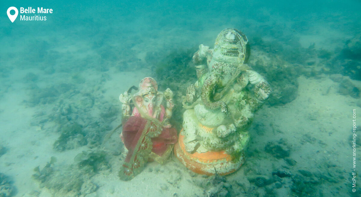 Underwater statues in Belle Mare.