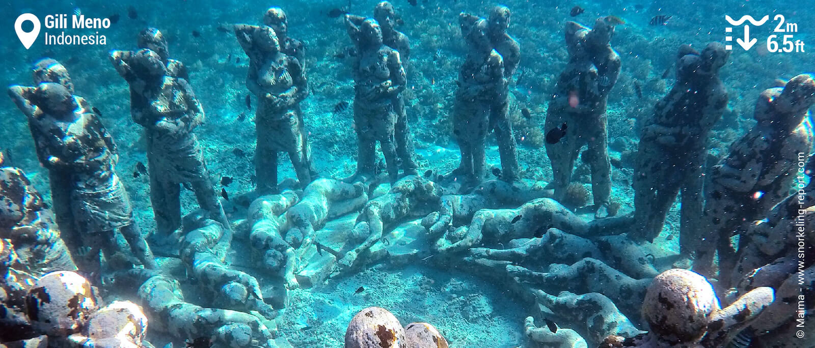 "Nest" underwater statues, sitting only 4m deep, is a perfect underwater photo setting.