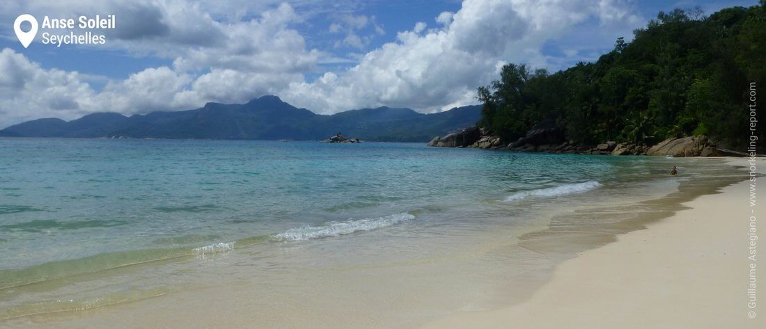 View of Anse Soleil Beach, Mahé