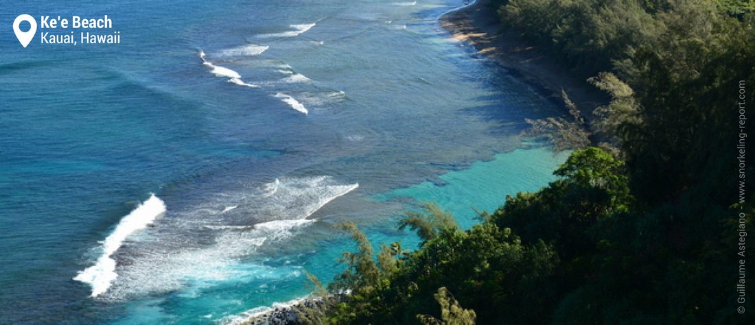 View on Ke'e beach lagoon - Kauai Snorkeling