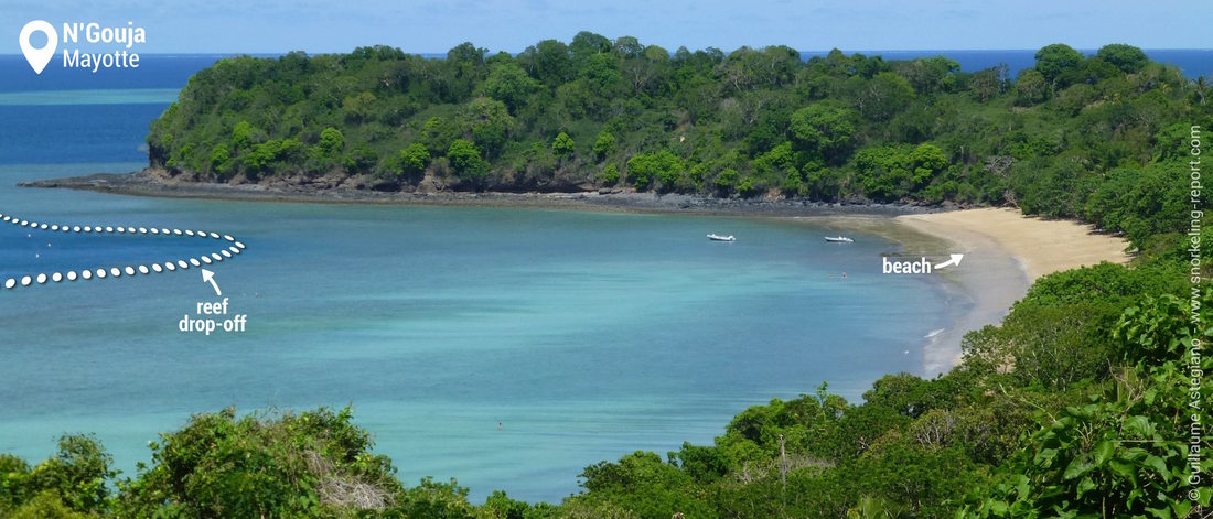 View of N'Gouja Bay snorkeling area, Mayotte
