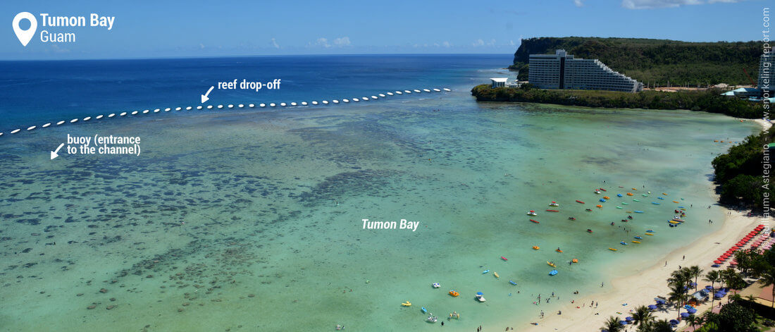 View on Tumon Bay's coral reef, Guam snorkeling