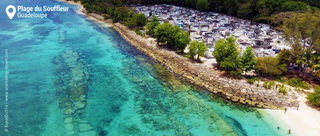 Vue aérienne de la plage du Souffleur, Guadeloupe