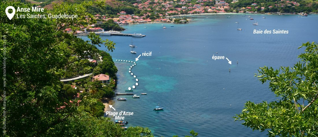 Vue zone de snorkeling de l'Anse Mire, les Saintes 