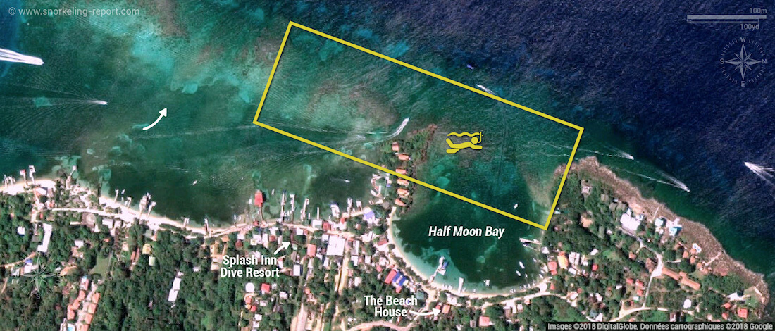 West End Roatan snorkeling map