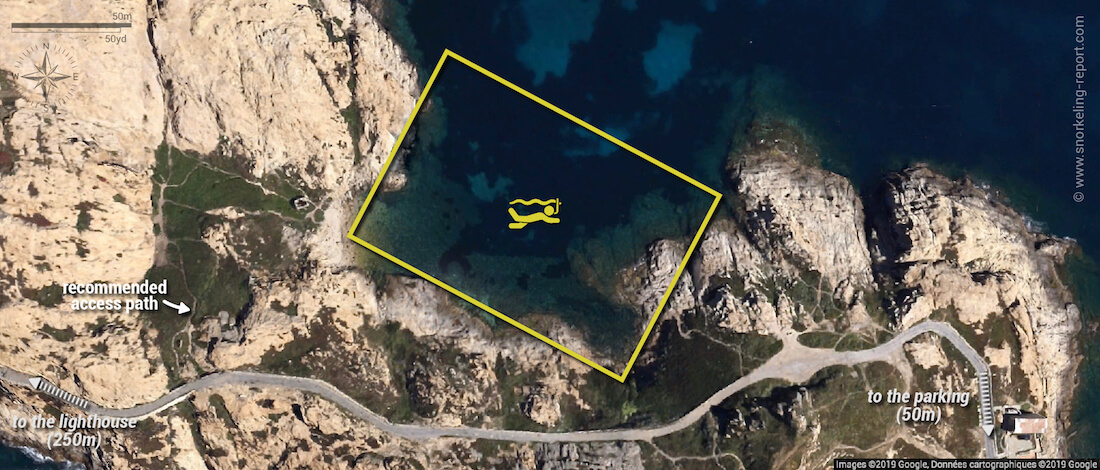 Ile de la Pietra snorkeling map, Ile Rousse