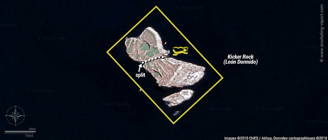 Kicker rock snorkeling map, San Cristobal