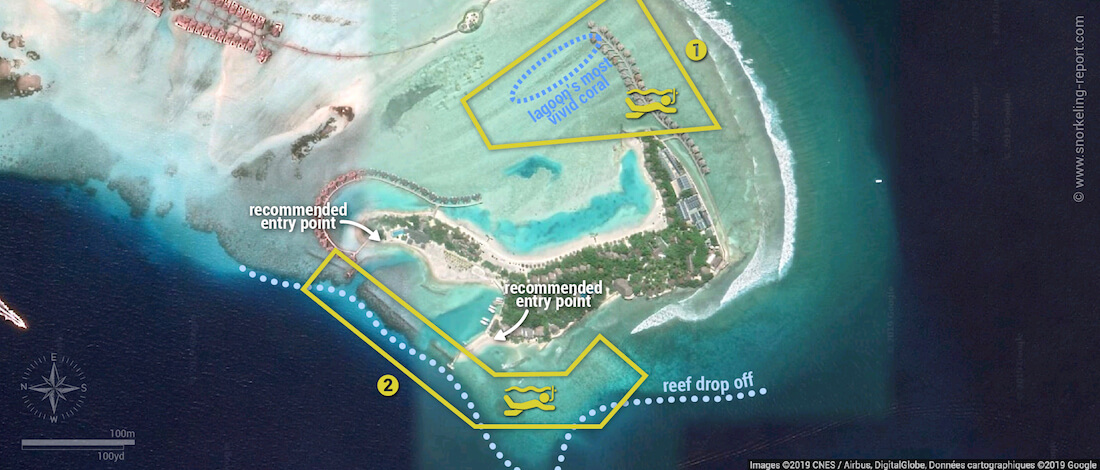 Dhonveli snorkeling map