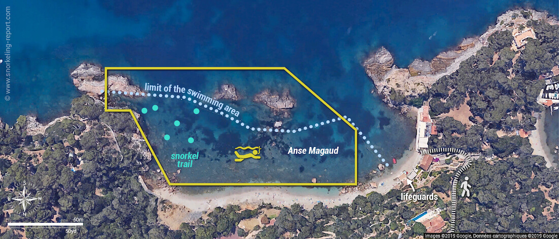 Anse Magaud snorkeling map, La Garde