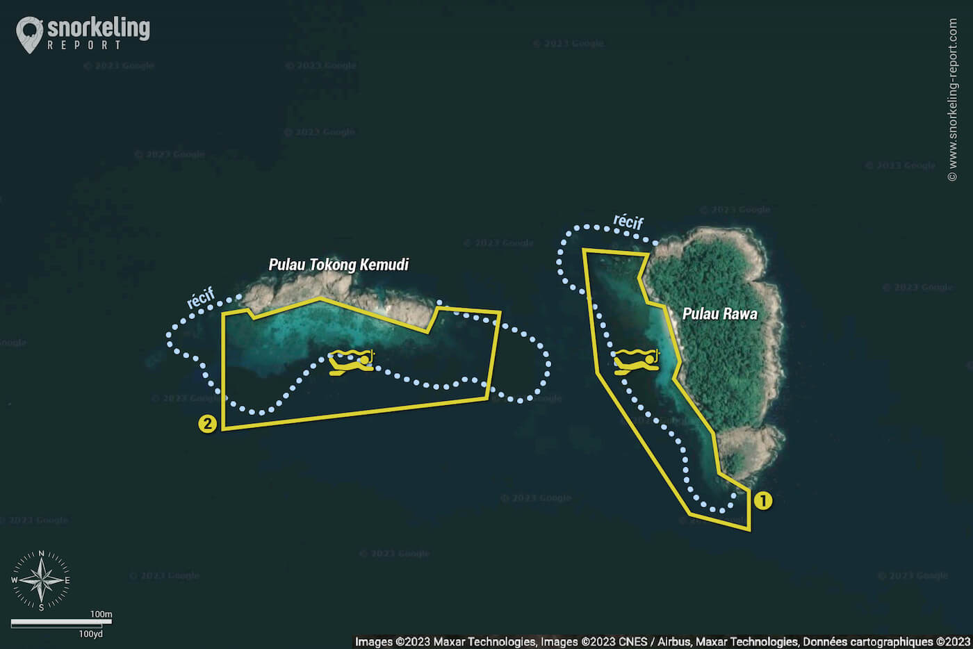Carte snorkeling à Rawa Island, Malaisie