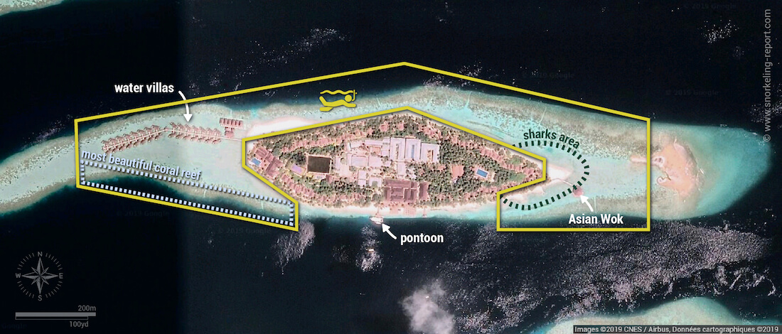 Vilamendhoo snorkeling map, Maldives