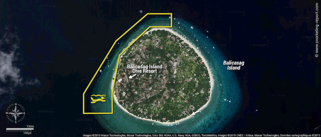 Balicasag island snorkeling map