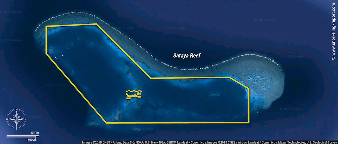 Sataya Reef - Dolphin House snorkeling map