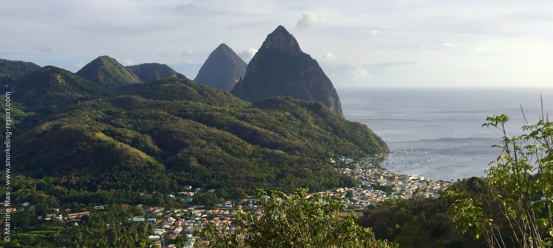 view over Soufriere Bay and Petit Piton
