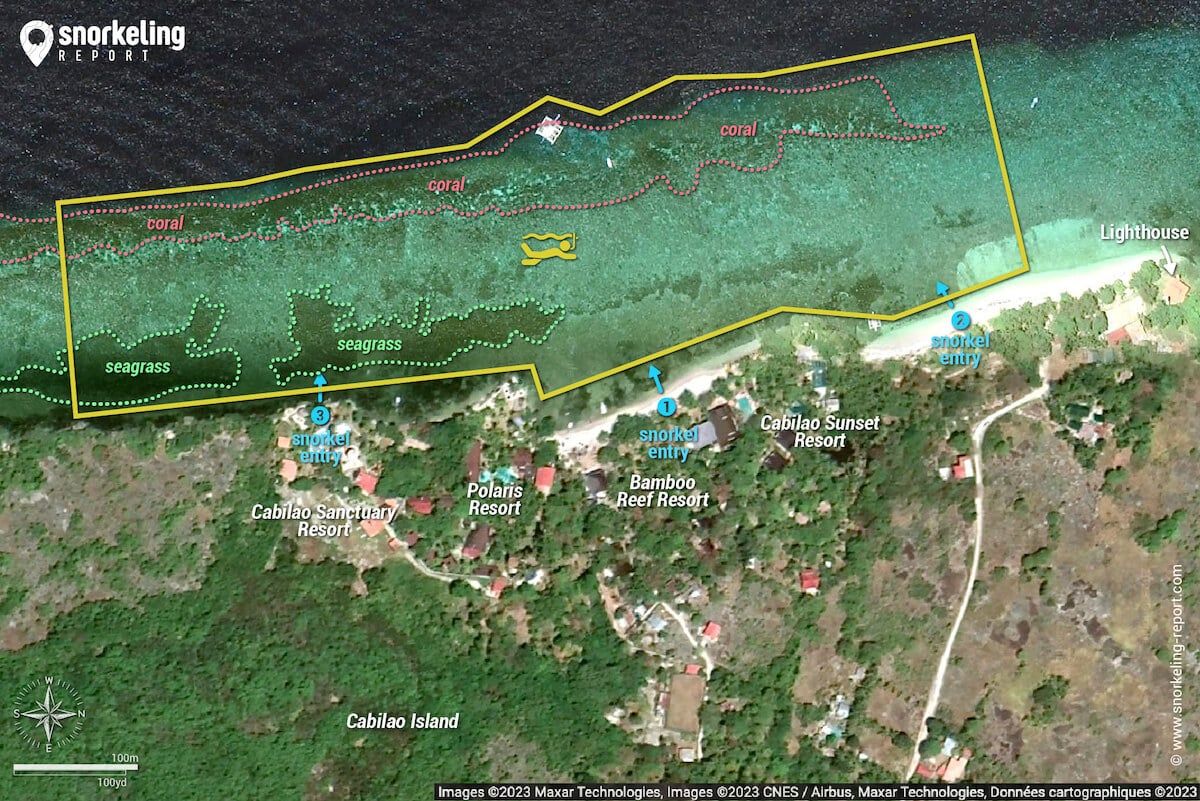 Cabilao Island - Bamboo Reef snorkeling map