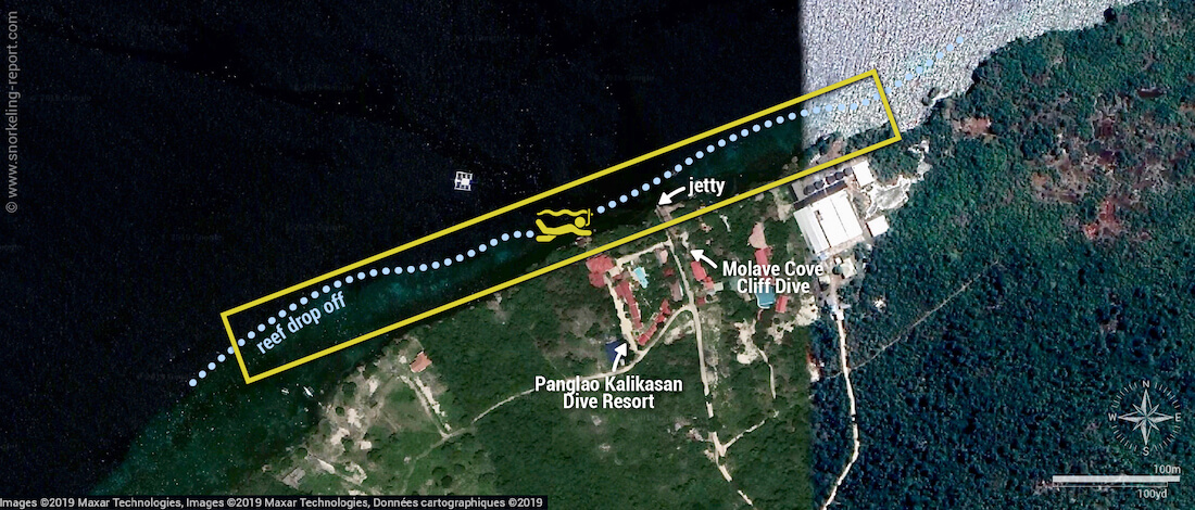 Cliff Dive - Napaling snorkeling map