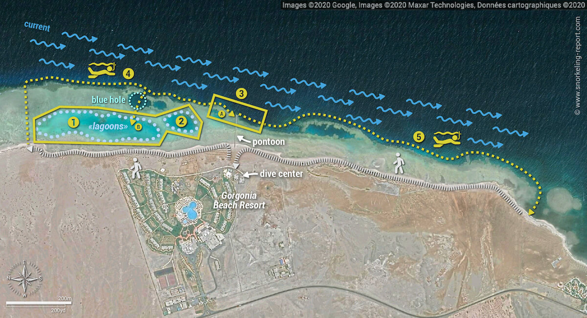 Gorgonia Beach Resort snorkeling map