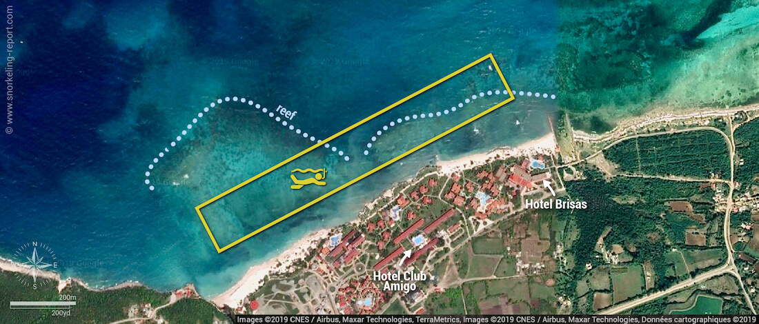 Guardalavaca beach snorkeling map