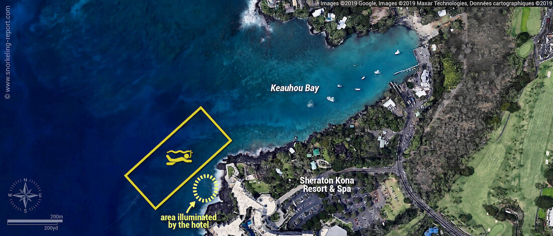 Keauhou Bay snorkeling map