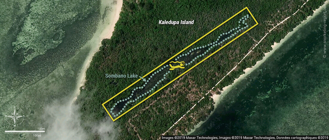 Sombano Lake snorkeling map, Wakatobi