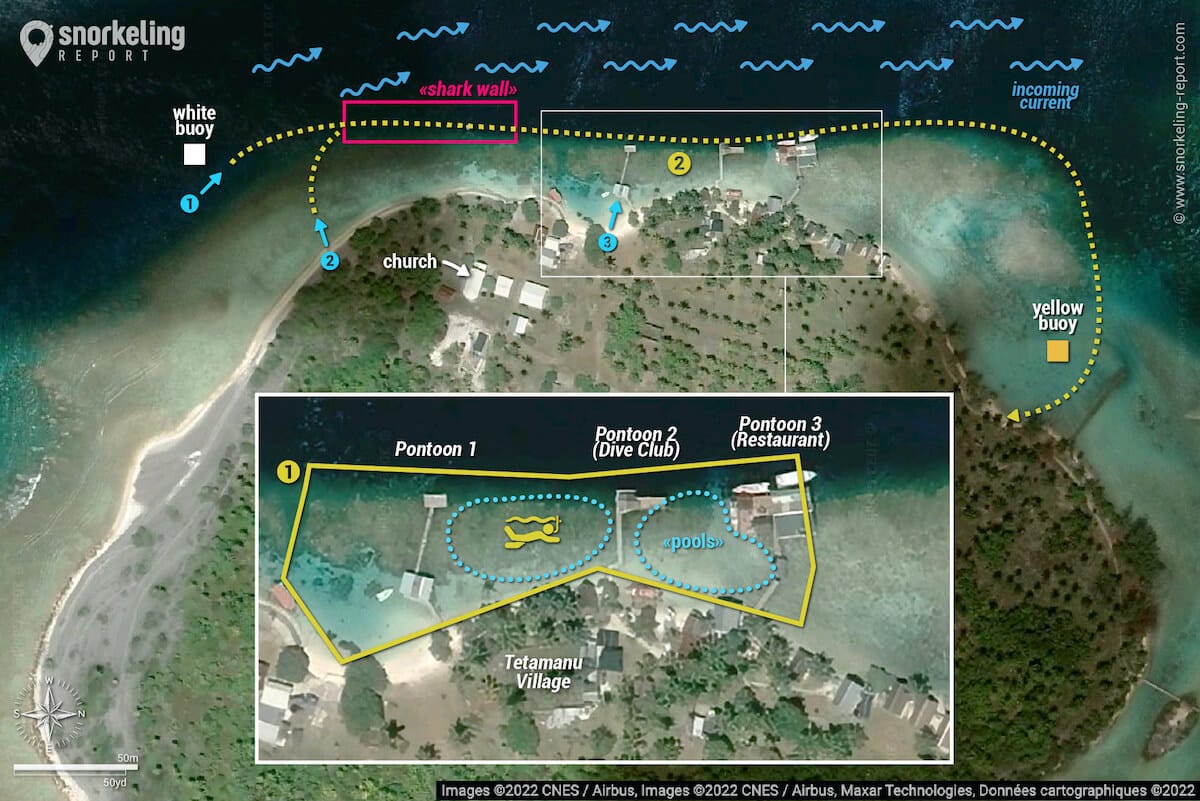 Fakarava South Pass/Tetamanu snorkeling map