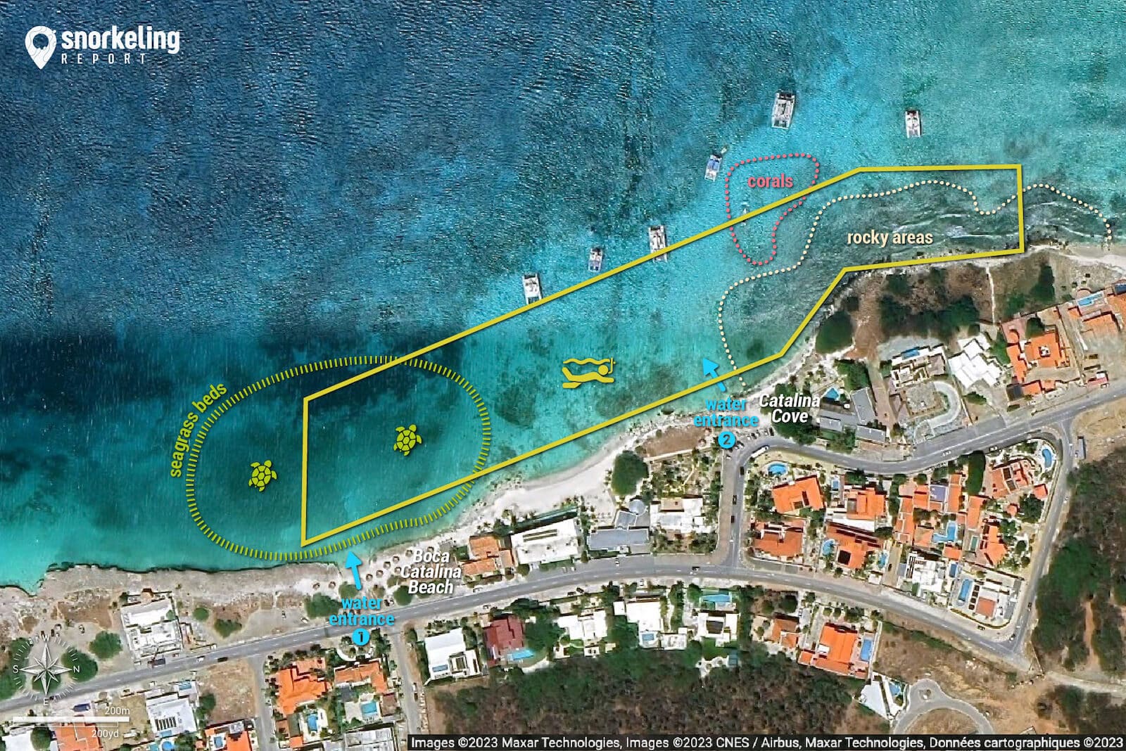 Boca Catalina snorkeling map, Aruba
