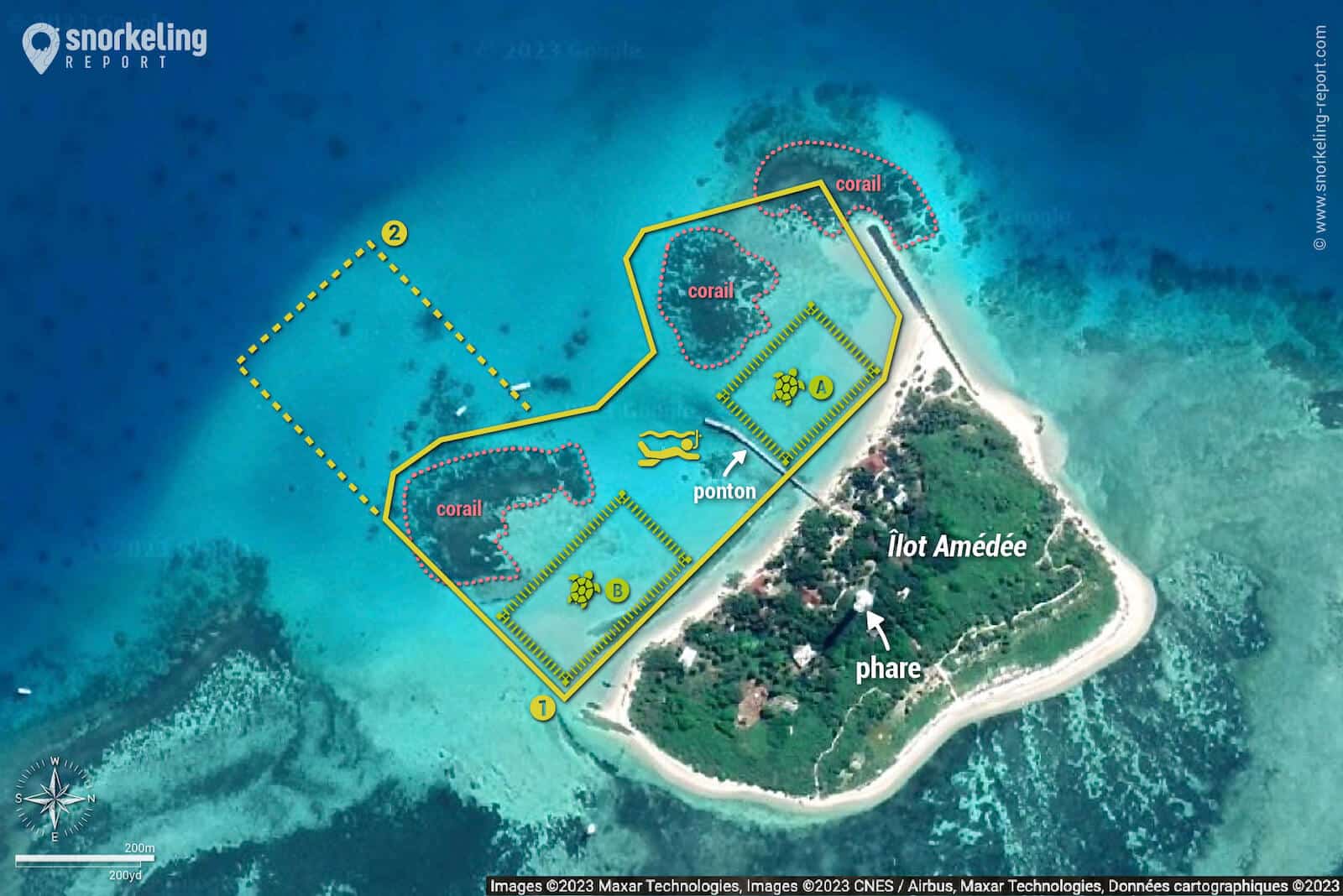 Carte snorkeling à l'îlot Amédée