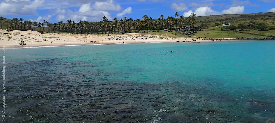 Vue sur la plage d'Anakena