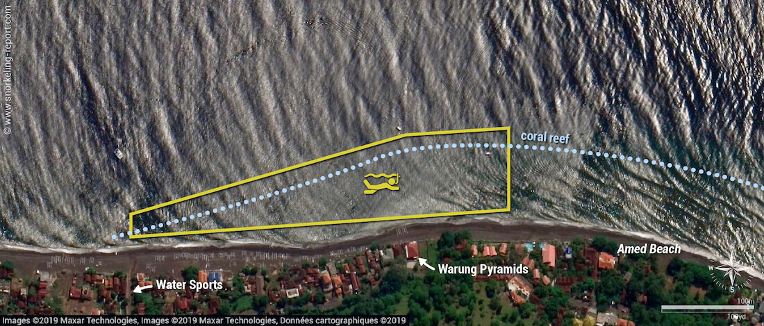 Amed Pyramids snorkeling map