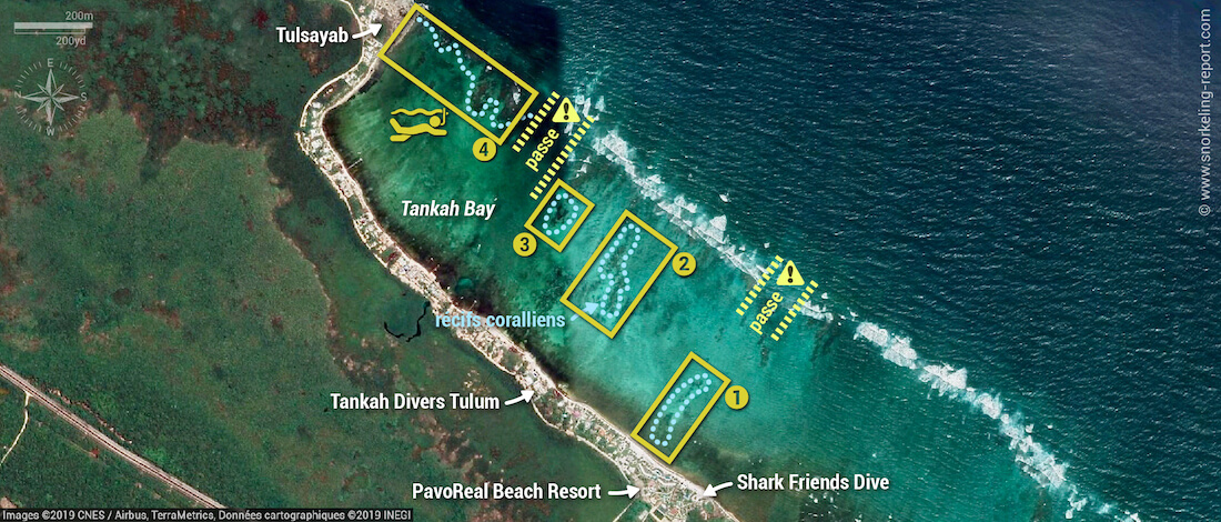 Carte snorkeling à Tankah Bay