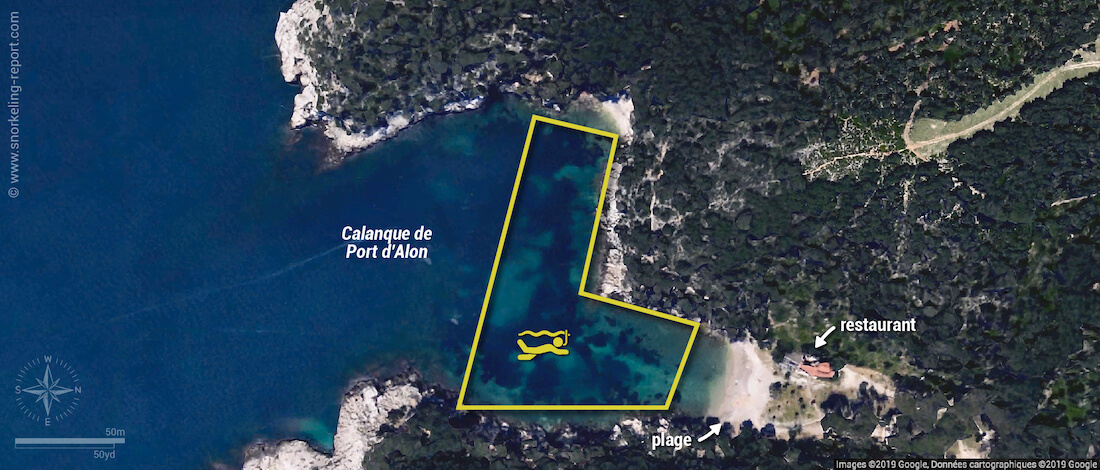 Carte snorkeling à la Calanque de Port d'Alon