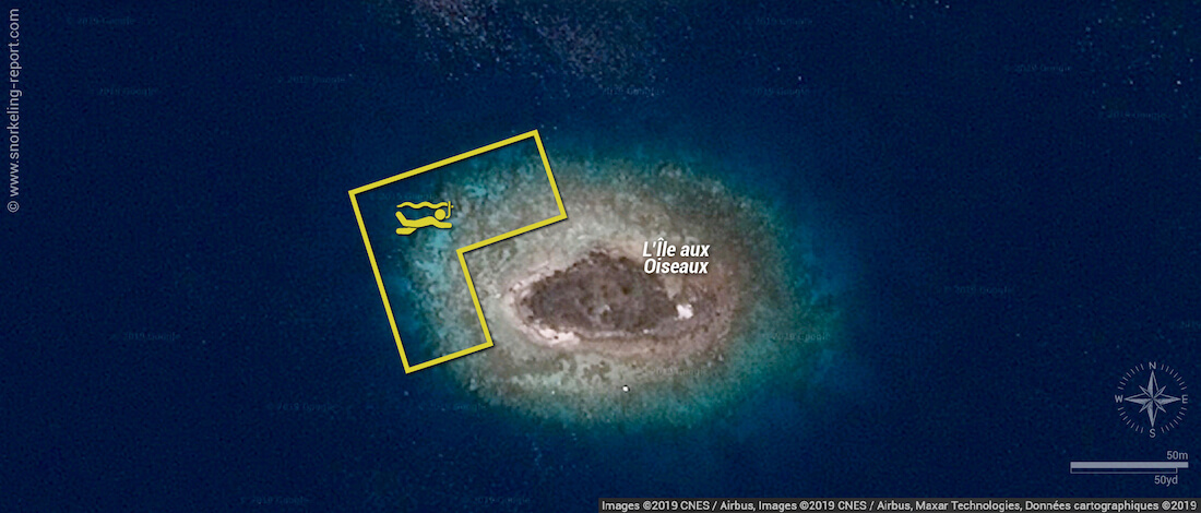 Carte snorkeling à l'Ile aux Oiseaux, Fakarava