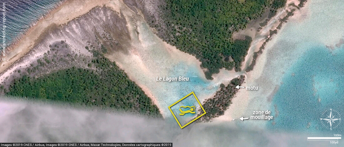 Carte snorkeling au Lagon Bleu de Fakarava