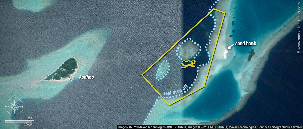 Maabadhi Finolhu snorkeling map