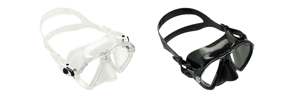 Clear or black skirt snorkeling mask