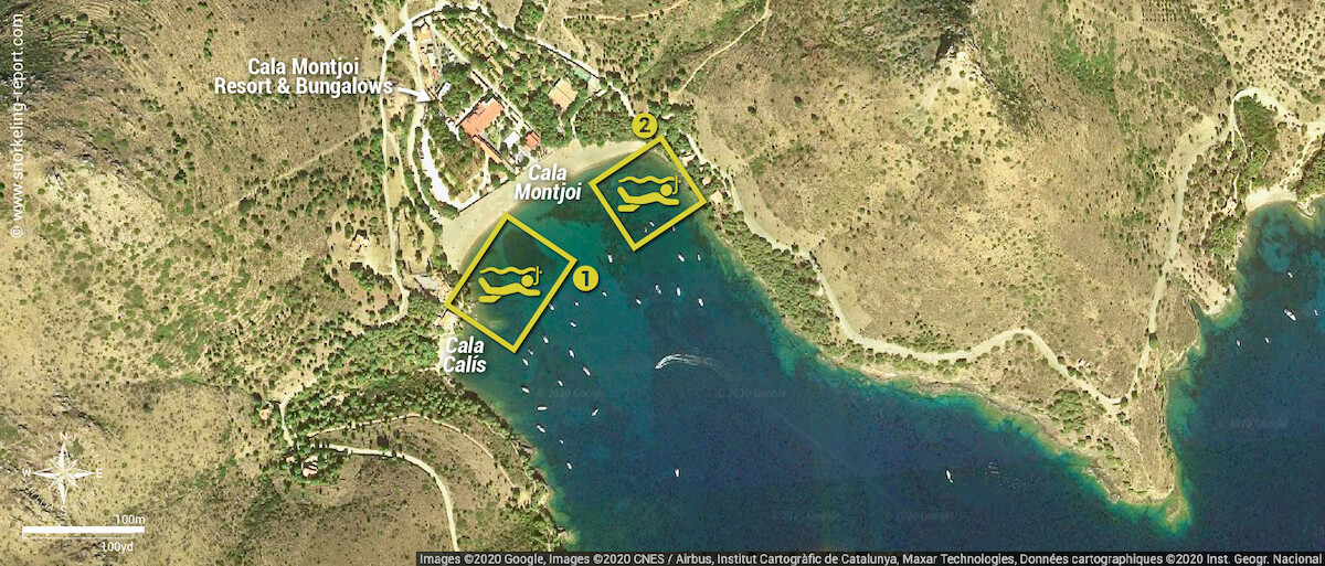 Cala Montjoi snorkeling map