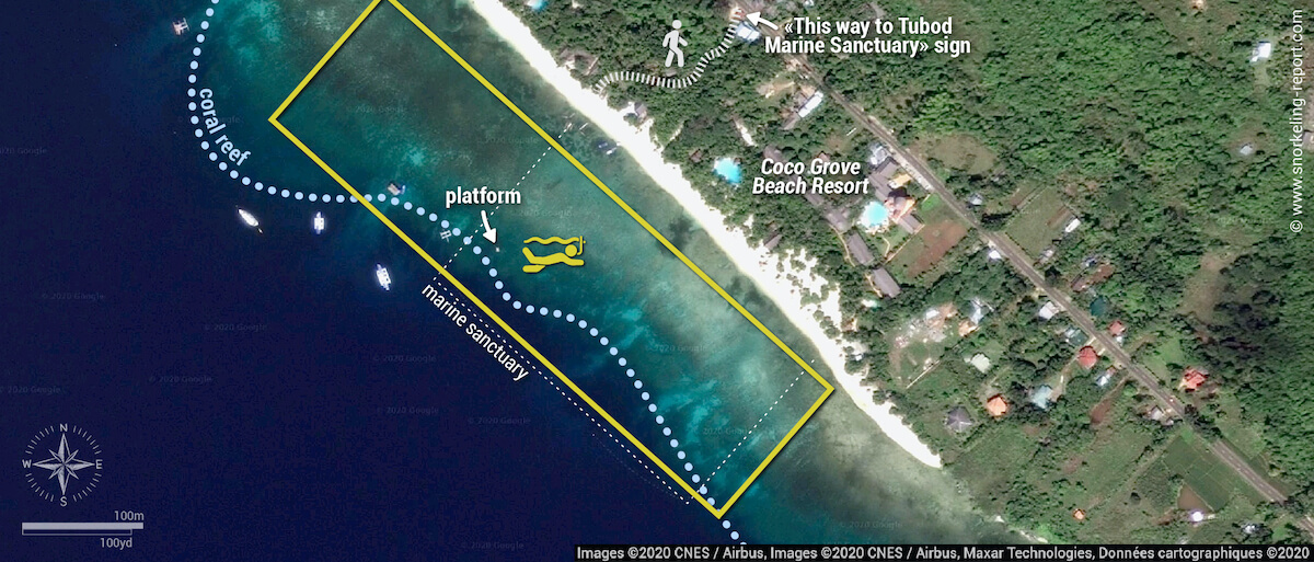 Tubod Marine Sanctuary - Coco Grove snorkeling map