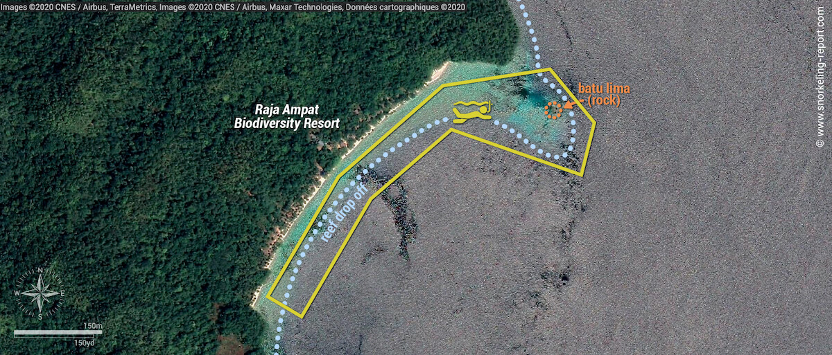 Snorkeling at Raja Ampat Biodiversity Resort snorkeling map