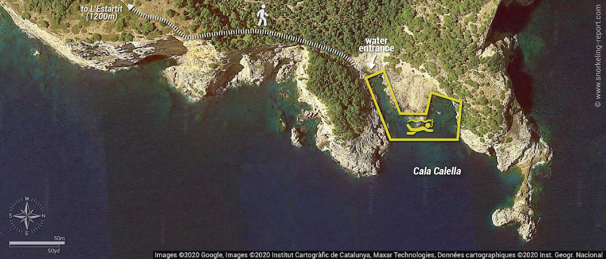 Cala Calella snorkeling map