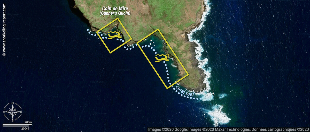 Coin de Mire snorkeling map, Mauritius