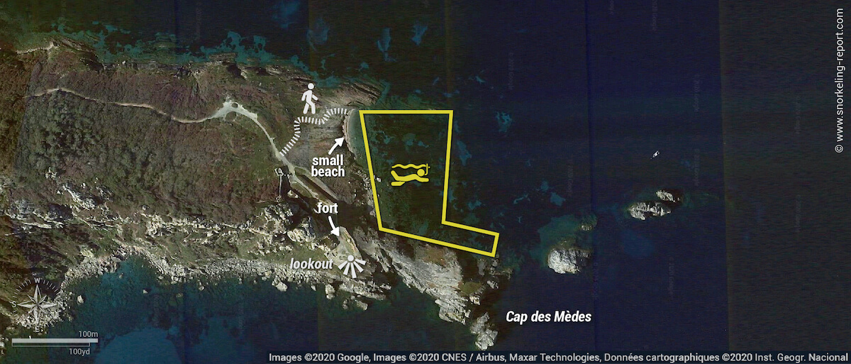 Cap des Mèdes snorkeling map (Porquerolles)