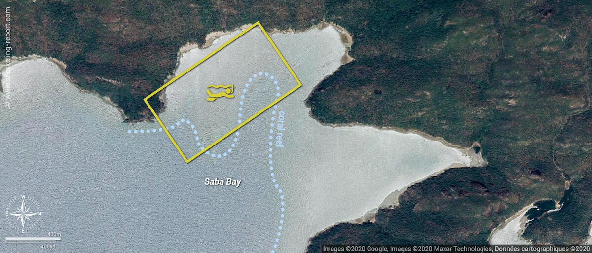 Saba Bay snorkeling map, Whitsunday Islands