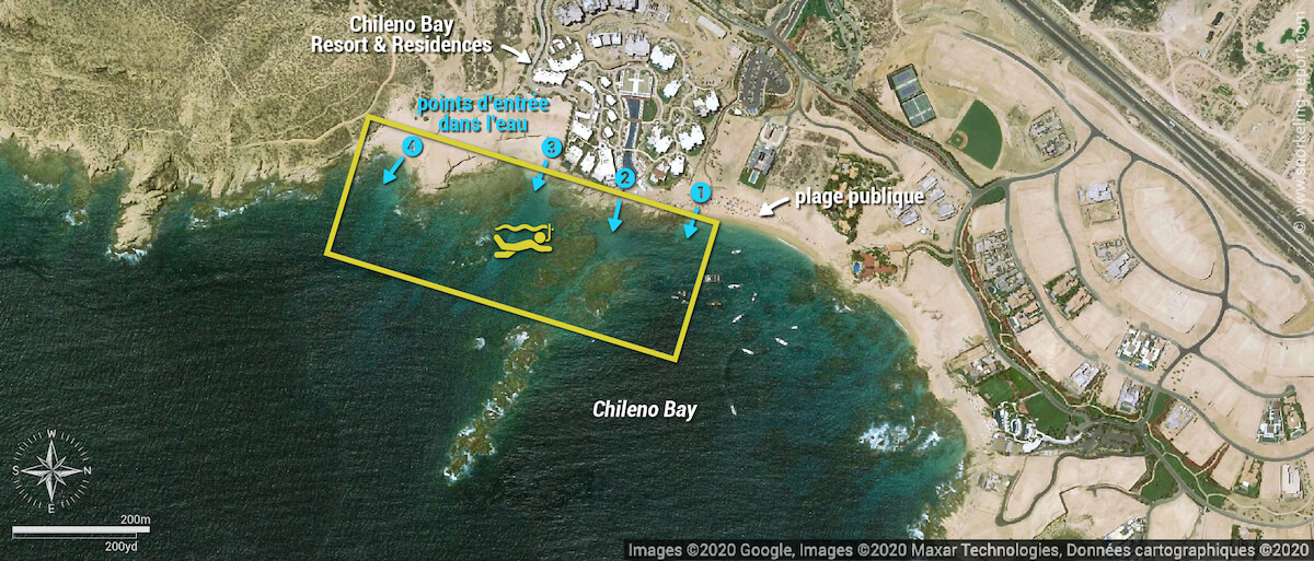Carte snorkeling à Chileno Bay