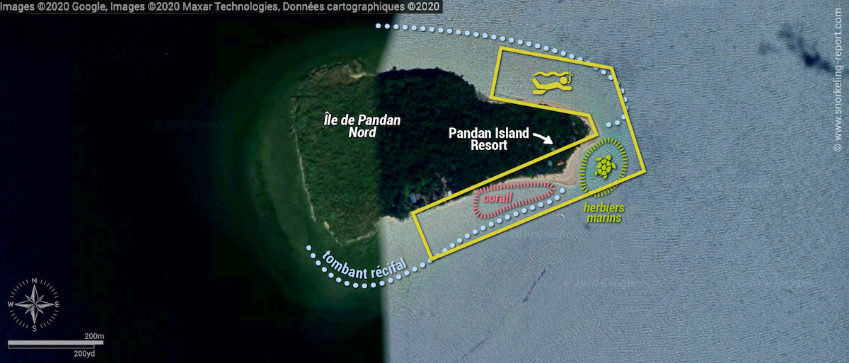 Carte snorkeling à Pandan Island