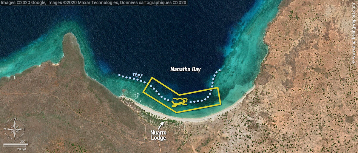 Nuarro Lodge snorkeling map, Nanatha Bay