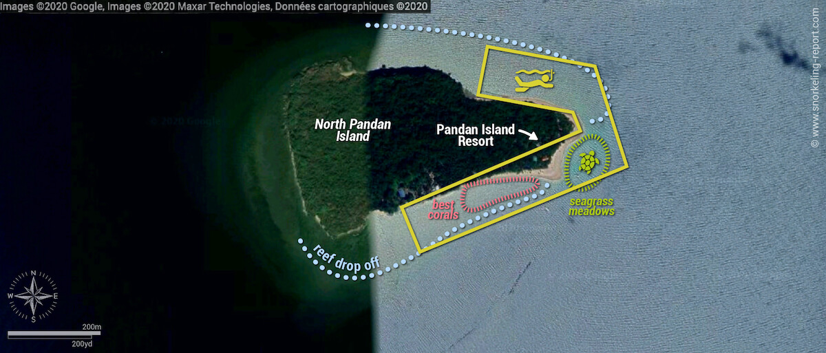 Pandan Island snorkeling map