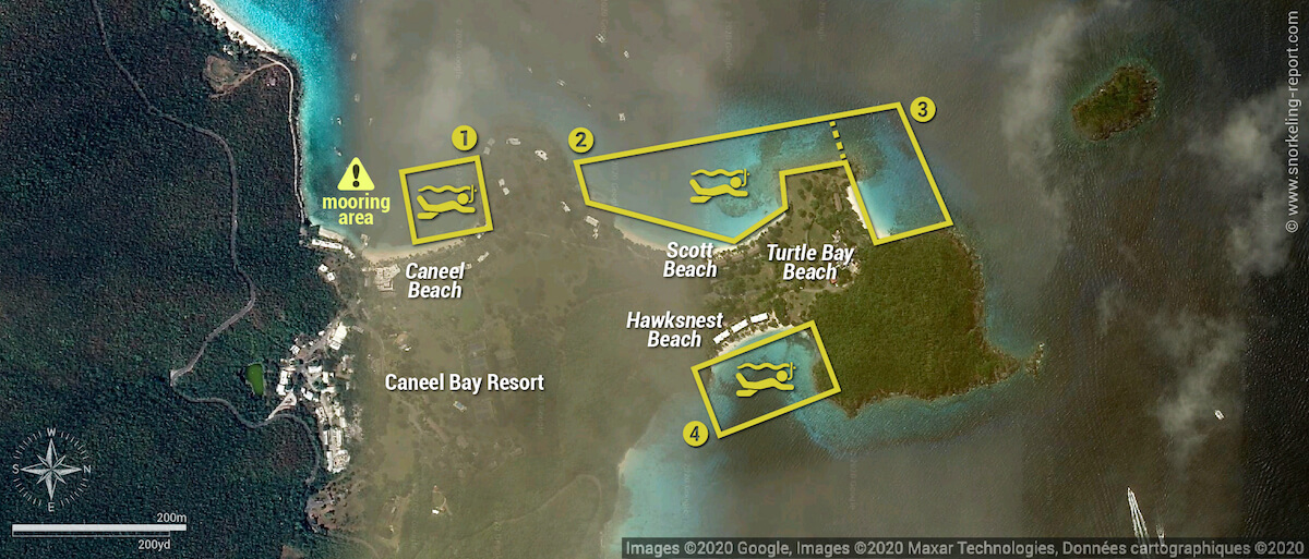 Caneel Bay Resort snorkeling map, USVI