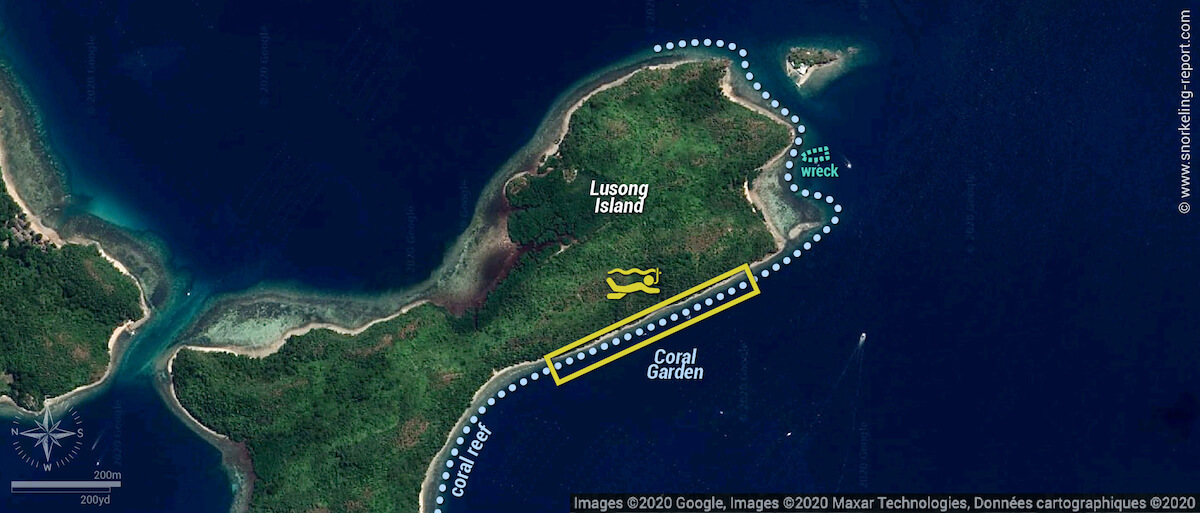 Lusong Coral Garden snorkeling map